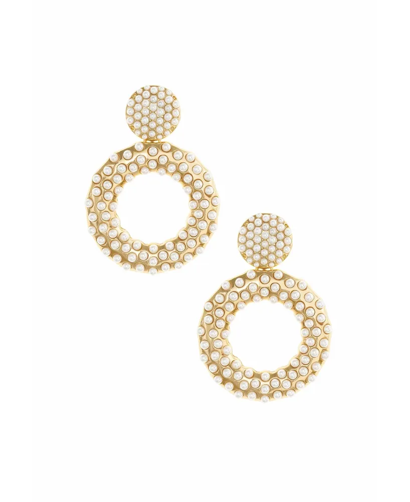 Ettika You're The Moment Imitation Pearl Earrings in 18K Gold Plating