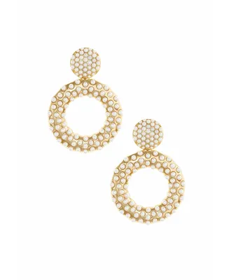 Ettika You're The Moment Imitation Pearl Earrings in 18K Gold Plating