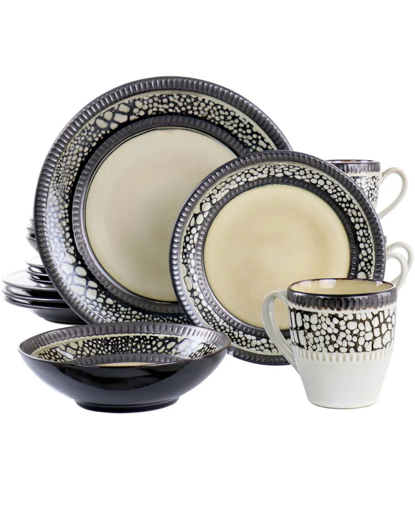 Elama Desert Sand 16 Piece Stoneware Dinnerware Set, Service for 4