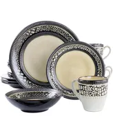 Elama Desert Sand 16 Piece Stoneware Dinnerware Set, Service for 4