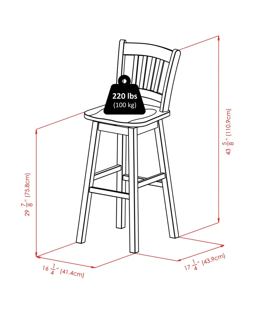 Winsome Fina 43.68" Wood Swivel Seat Bar Stool