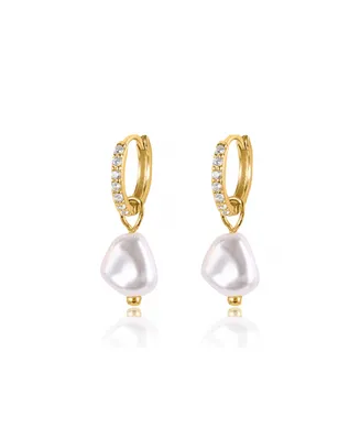 Ben Oni Sadie Imitation Pearl Charm Hoop Earrings