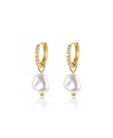 Ben Oni Sadie Imitation Pearl Charm Hoop Earrings