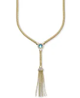 Citrine (1-3/4 ct. t.w.) & White Topaz (7/8 Tassel 18" Lariat Necklace 14k Gold-Plated Sterling Silver (Also Swiss Blue Topaz)