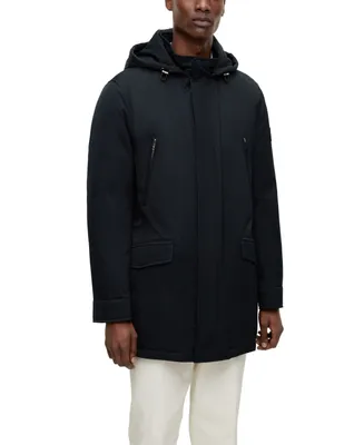 Boss by Hugo Men's Down-Filled Logo Patch Hooded Jacket