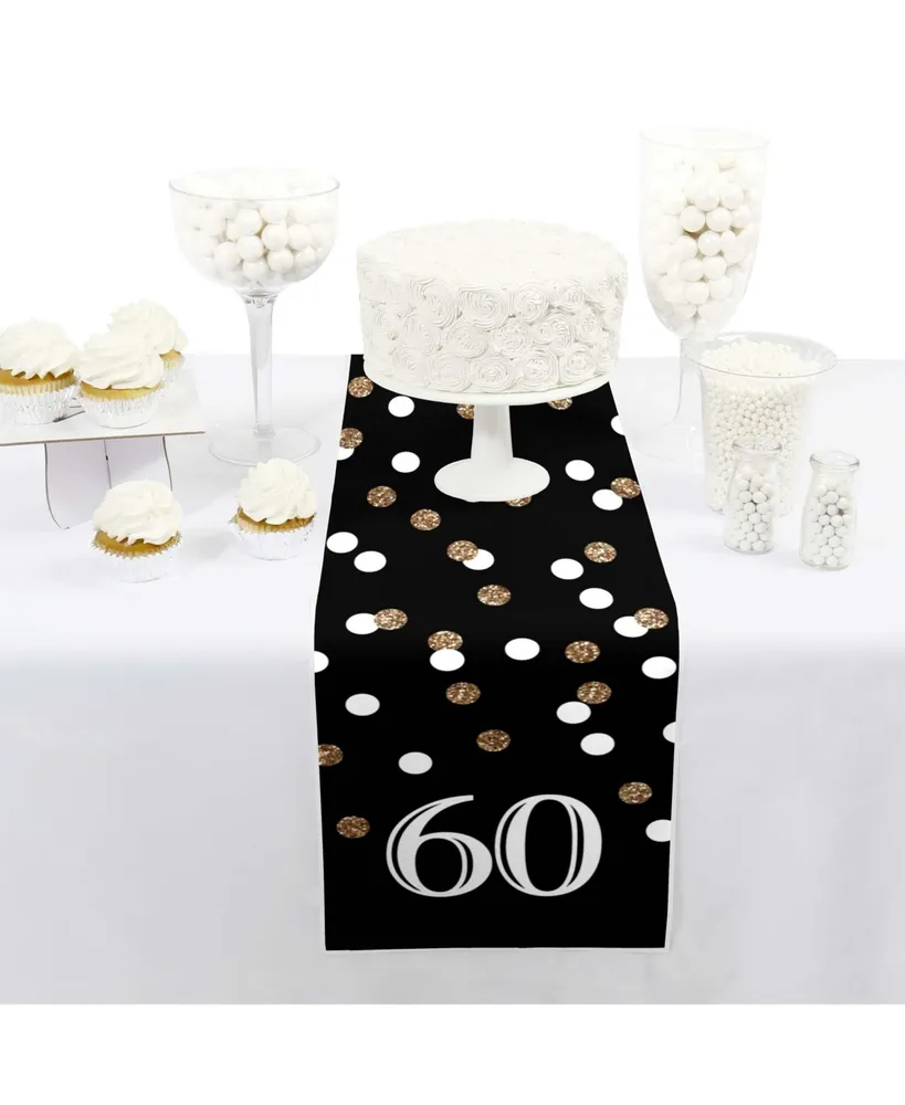 Adult 60th Birthday - Gold - Petite Party Paper Table Runner - 12 x 60 inches
