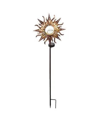 Evergreen Garden Outdoor Decor Solar Garden Stake w Crackle Glass Globe, Sun