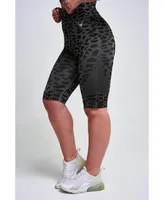 Women's Neva Recycled Leopard High Waisted Cycling Short - Grey