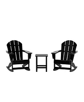 WestinTrends 3 Piece set Outdoor Patio Poly Adirondack rocking chairs with side table