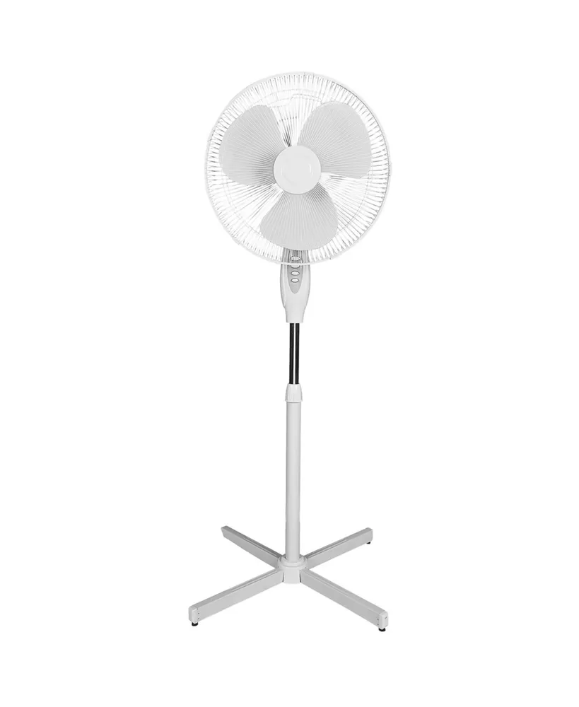 Optimus 16 in. Oscillating Stand Fan in White