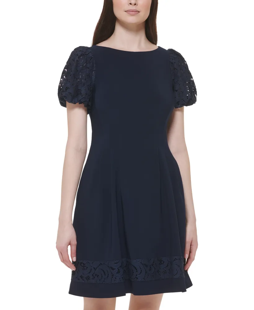 Jessica Howard Women's Embroidered-Hem Balloon-Sleeve Dress