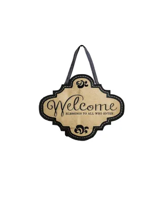 Evergreen Welcome Burlap Door Decor, 13.50x17.50"H