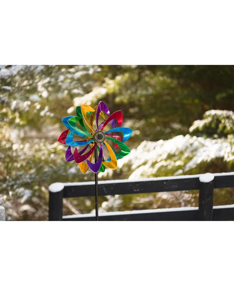 Evergreen 75" Led Solar Flower Wind Spinner
