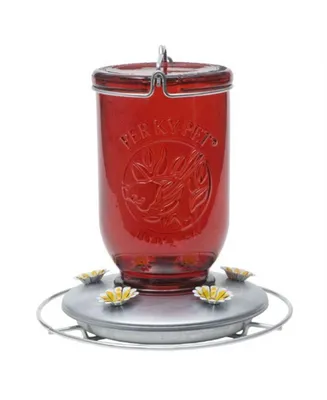 Perky-Pet 786 Red Mason Jar Glass Hummingbird Feeder, 32oz Capacity