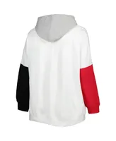 Women's White, Scarlet Ohio State Buckeyes Plus Size Contrast Dolman Sleeve Pullover Hoodie