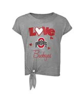 Toddler Boys Heathered Gray, Scarlet Ohio State Buckeyes Forever Love Team T-shirt and Leggings Set