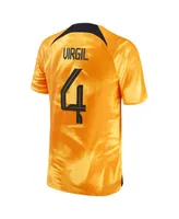 Men's Nike Virgil Van Dijk Orange Netherlands National Team 2022/23 Home Vapor Match Authentic Player Jersey