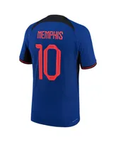 Men's Nike Memphis Depay Blue Netherlands National Team 2022/23 Away Vapor Match Authentic Player Jersey