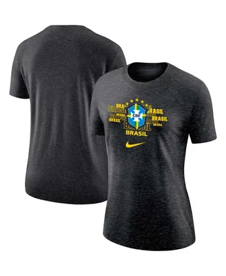 Women's Nike Black Brazil National Team Varsity Space-Dye T-shirt