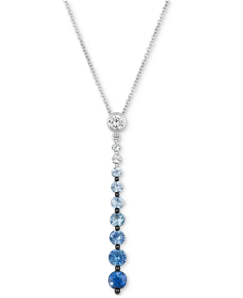 Le Vian Denim Ombre (7/8 ct. t.w.) & White Sapphire (1/6 ct. t.w.) Graduated Adjustable 20" Lariat Necklace in 14k White Gold