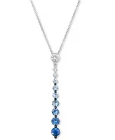 Le Vian Denim Ombre (7/8 ct. t.w.) & White Sapphire (1/6 ct. t.w.) Graduated Adjustable 20" Lariat Necklace in 14k White Gold