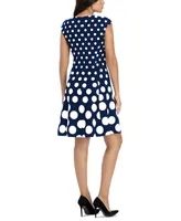 London Times Petite Polka-Dot Fit & Flare Dress