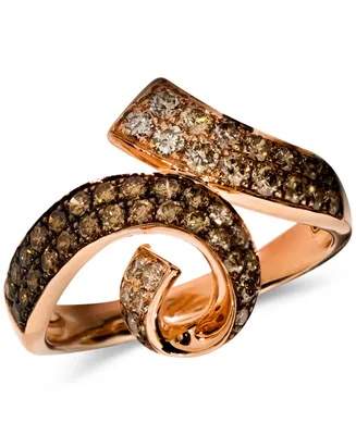 Le Vian Chocolate Ombre Diamonds (5/8 ct. t.w.) & Nude Diamonds (1/4 ct. t.w.) Swirl Statement Ring in 14k Rose Gold