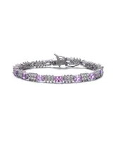 Genevive Sterling Silver Pink Cubic Zirconia Accent Tennis Bracelet