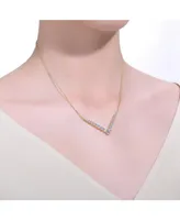 Genevive Radiant 14K Yellow Gold-Plated Cubic Zirconia Chevron Layering Necklace