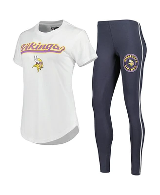 Women's Concepts Sport White, Charcoal Minnesota Vikings Sonata T-shirt and Leggings Sleep Set
