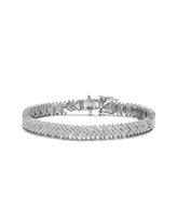 Genevive Sterling Silver with Rhodium Plated Clear Round Cubic Zirconia Cluster Arrow Head Style Tennis Bracelet