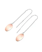 Genevive Classy Sterling Silver Oval Rose Gold Plated Metals Dangling Earrings