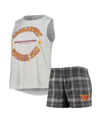 Women's Concepts Sport White, Charcoal Washington Commanders Ultimate Tank Top and Shorts 2 Piece Sleep Set