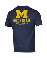 Men's Champion Navy Michigan Wolverines Stack 2-Hit T-shirt