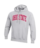 Men's Champion Heathered Gray Ohio State Buckeyes Big and Tall Reverse Weave Fleece Pullover Hoodie Sweatshirt