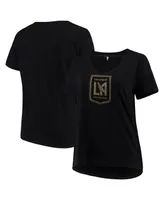 Women's 5th & Ocean by New Era Black Lafc Plus Size Athletic Baby V-Neck T-shirt