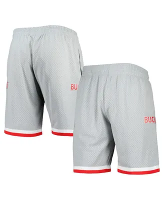 Men's Mitchell & Ness Silver Ohio State Buckeyes Authentic Shorts