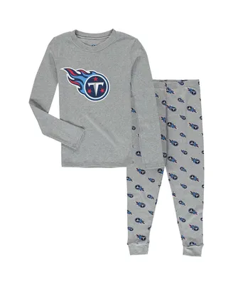 Big Boys Heathered Gray Tennessee Titans Long Sleeve T-shirt and Pants Sleep Set