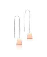 Genevive Stylish Sterling Silver with Rose Gold Plated Metals Dangling Earrings