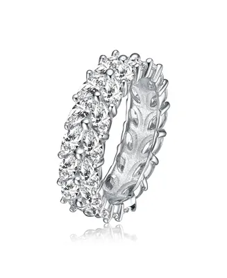 Genevive Sterling Silver Clear Cubic Zirconia Marquise Ring