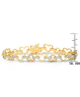 Genevive Gleaming Gold-Plated Heart Bracelet with Cubic Zirconia