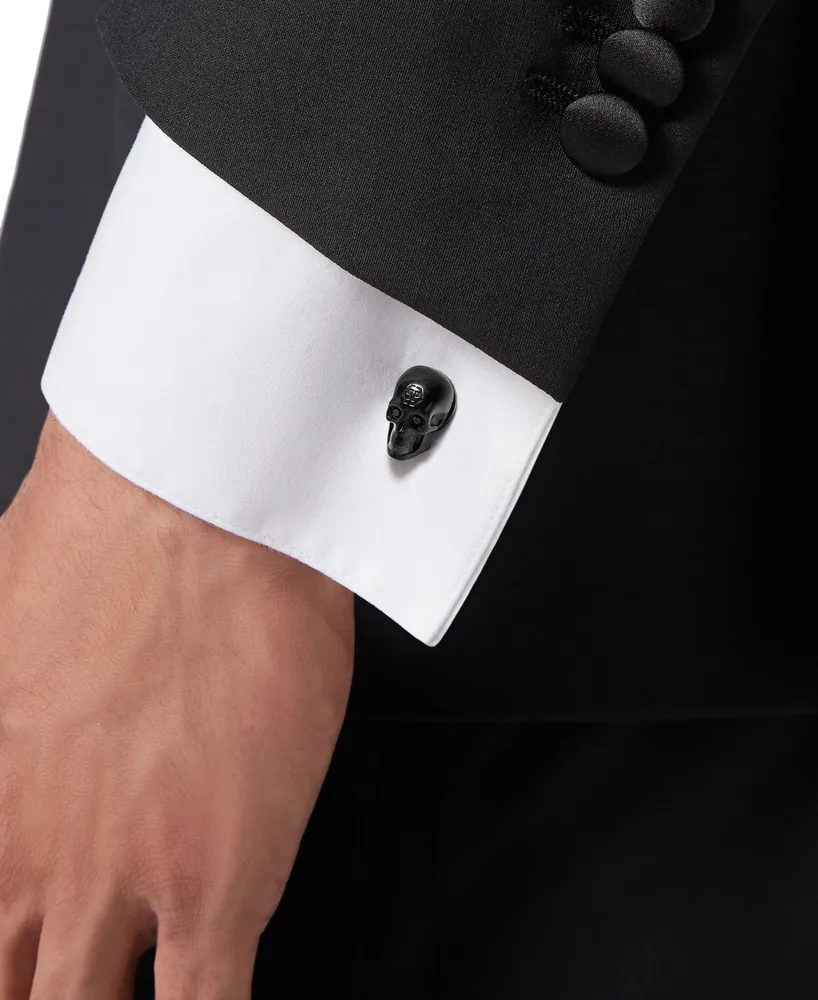 Philipp Plein Black-Tone Ip Stainless Steel 3D $kull Cuff Links