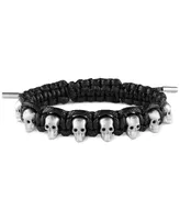 Philipp Plein Stainless Steel 3D $kull Black Cord Slider Bracelet