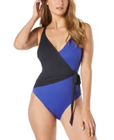 Coco Reef Women's Contours Colorblocked Surplice Tummy-Control One-Piece Swimsuit