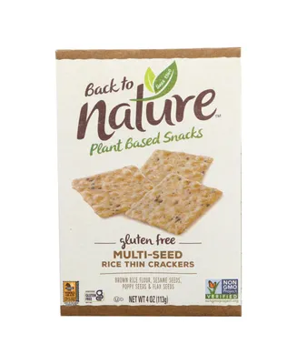 Back To Nature Multi Seed Rice Thin Crackers - Brown Rice Sesame Seeds Poppy Seeds and Flax Seed - Case of 12 - 4 oz.