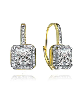 Rachel Glauber Radiant 14K Gold-Plated Halo Leverback Earrings with Cubic Zirconia