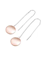 Genevive Classy Sterling Silver with Round Rose Gold Plated Metals Dangling Earrings.