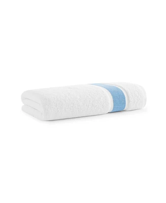 Aegean Eco-Friendly Recycled Turkish Bath Sheet, 35x70, 600 Gsm, White with Weft Woven Stripe Dobby, 50% Recycled, Long-Staple Ring Spun Cotton Bl