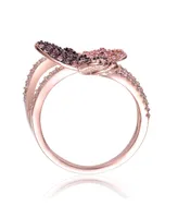 Genevive Sterling Silver Rose Gold and Black Plated Multi Colored Cubic Zirconia Modern Ring