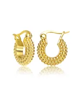 Rachel Glauber Exquisite Mini Huggee 14K Gold-Plated Bead Hoop Earrings